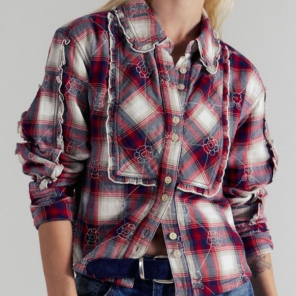 We The Free Free People Georgia Plaid Embroidered Button-down Shirt - Picture 5 of 10